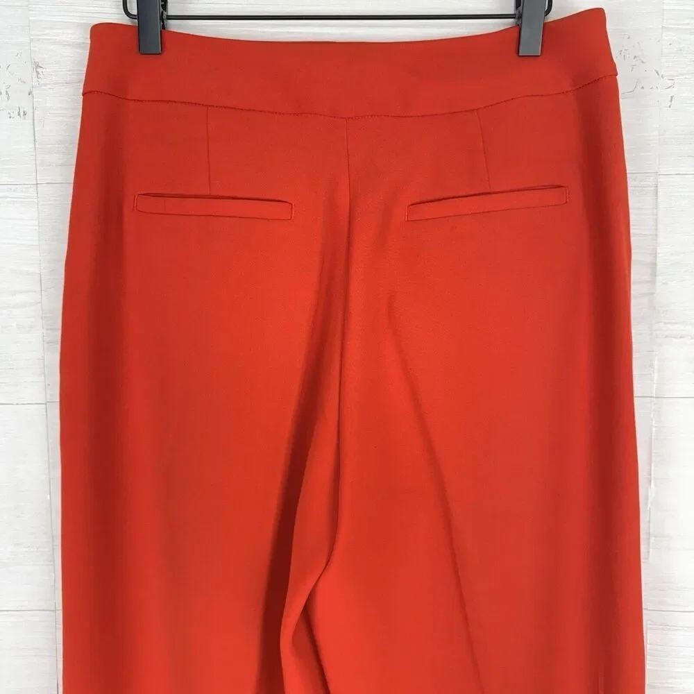 Banana Republic Wide Leg Trouser Pants Women 6 Orange High Rise Split Hem Office